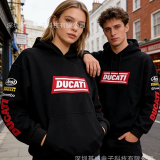 跨境热销Ducati杜卡迪刺绣字母连帽卫衣欧美风休闲男女同款定制