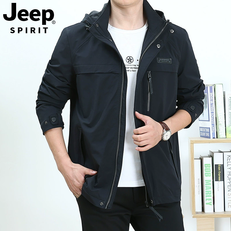 JEEP SPIRIT Elastic windproof breathable jacket for leisure, plus size