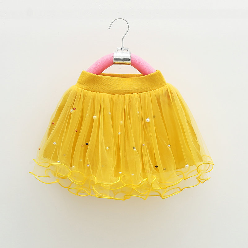 2020 Spring New Girls' Veil Skirt Pruffled Skirt Children's Princess Skirt Half-length Skirt Pearl Fashion Skirt