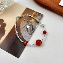 925纯银太阳石碎银手链女鸿运当头新中式银饰品气质高级感手饰