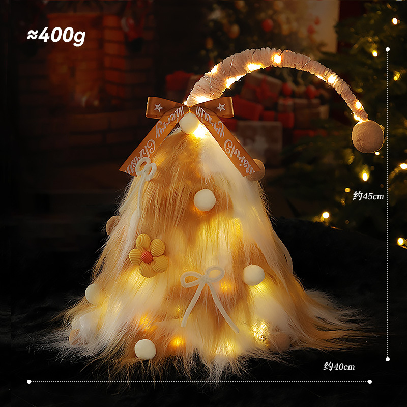 Árbol de Navidad Decoración Árbol de Navidad Mesa de felpa Paquete de árbol pequeño Mini árbol rosa Pequeño árbol de Navidad Brillante Árbol pequeño