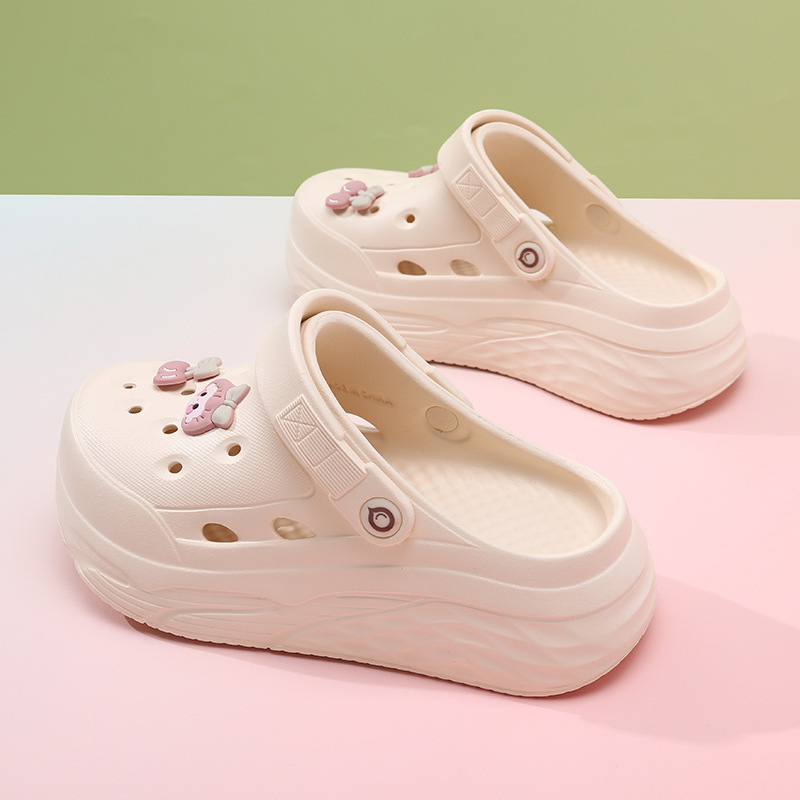 Thick-soled breathable hole shoes women's summer height-increasing breathable non-slip slippers beach wear-resistant EVA deodorant outer wear