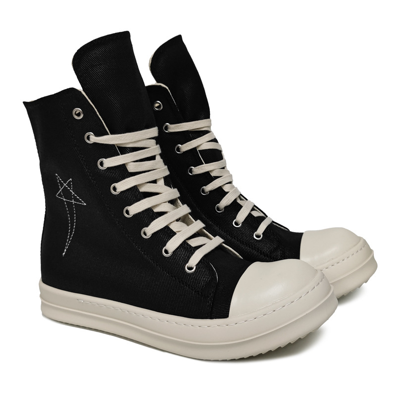 Höga canvas sneakers för herr med pentagram broderi_voghion.com