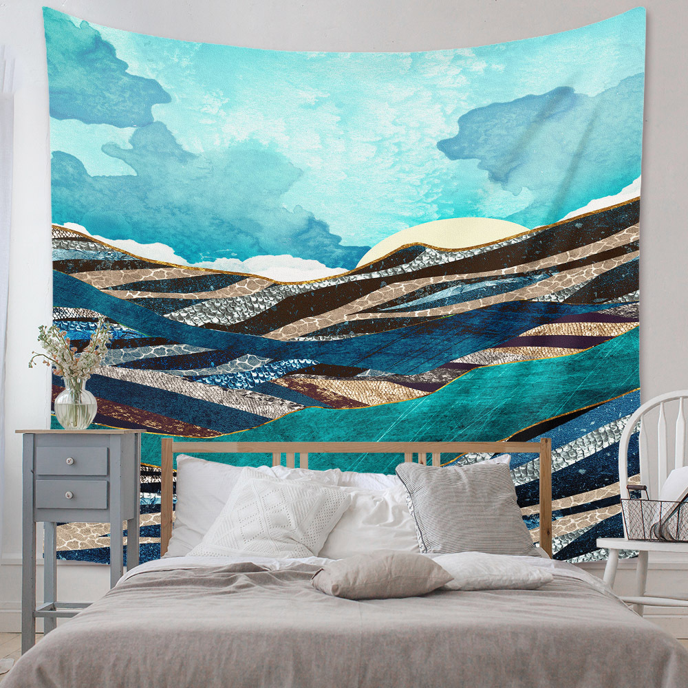 Bohemian Moon Mountain Painting Wall Cloth Decoration Tapestry Wholesale Nihaojewelry display picture 230