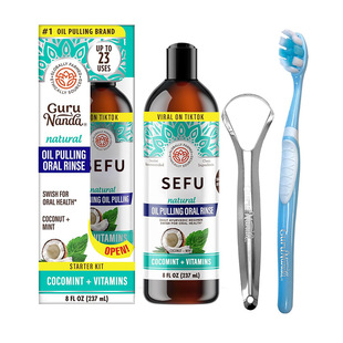 Cross-Border Customized Mouthwash Coconut Mouthwash with Tongue Scraper to Freshen Breath and Coconut Oil Mouthwash