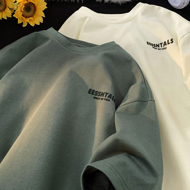 Short-sleeved T-shirt Men's Summer New Heavy Cotton Simple Trendy All-match Casual Loose Student Half-sleeved T-shirt