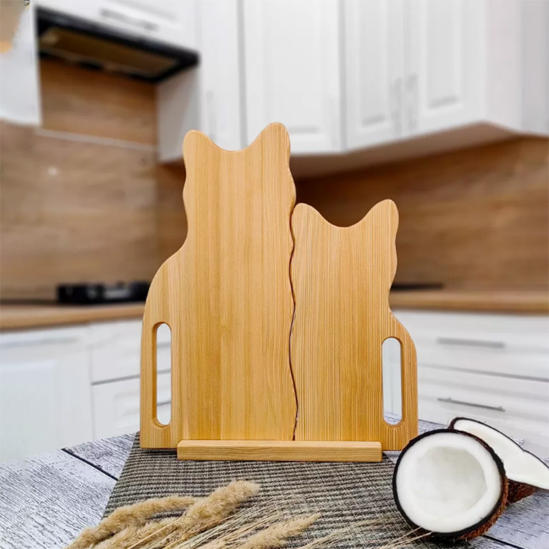 Tablero de corte de bambú para el hogar Tablero de corte de dibujos animados creativo Tablero de corte de bambú Tablero de corte de gato desmontable multifuncional Tablero de frutas y verduras