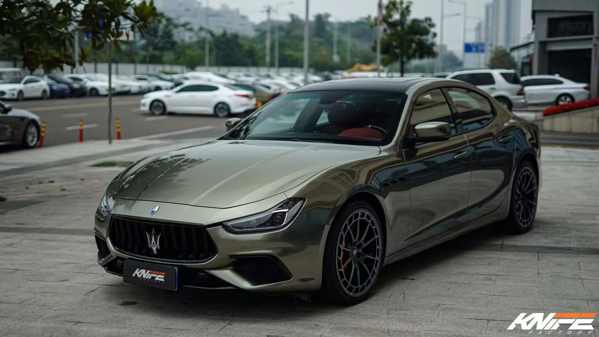 Maserati Ghibli Modified with Trofeo New Front Face Kit, Led Headlights, Tail Light Assembly, and Body Surround