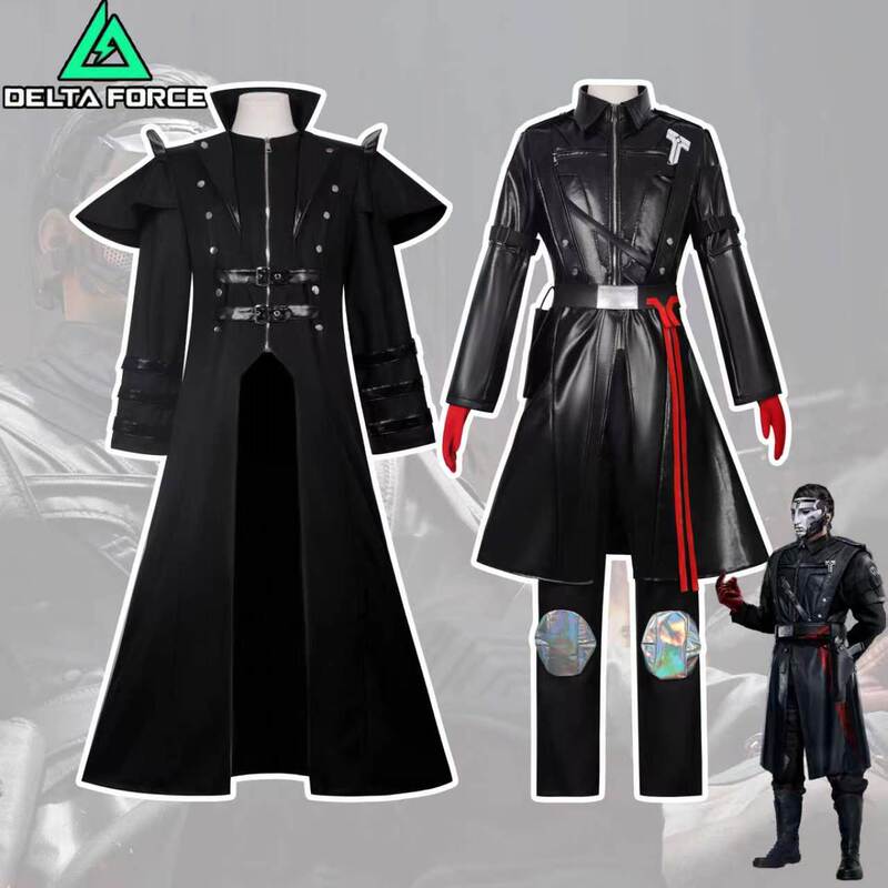 Amazon Delta Force Warden Cosplay Costume Gehrospi Leather Trench Coat Halloween Cosplay Outfit Amazon Delta Force Warden Cosplay Costume Gehrospi Leather Trench Coat Halloween Cosplay Outfit