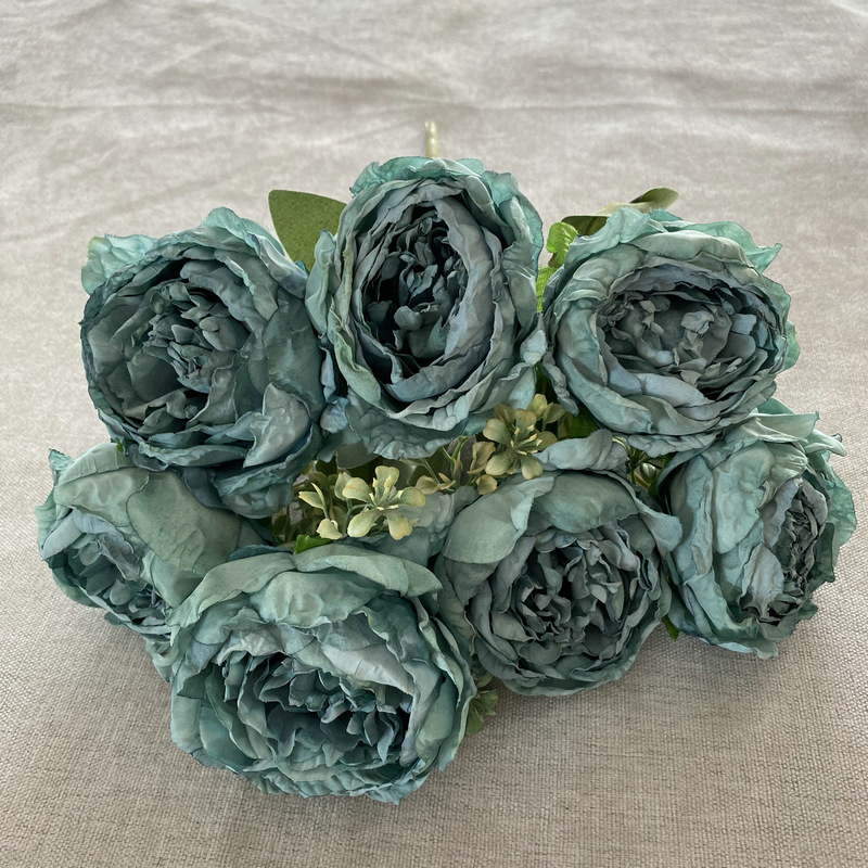 Paño cepillado 7-cabeza ardiente borde peonía ins beiouyang peonía flor falsa interior mesa de comedor floral artificial Bouquet Decoración