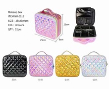 新款多功能可调节隔板化妆包旅游出行化妆品收纳包PU美睫工具箱