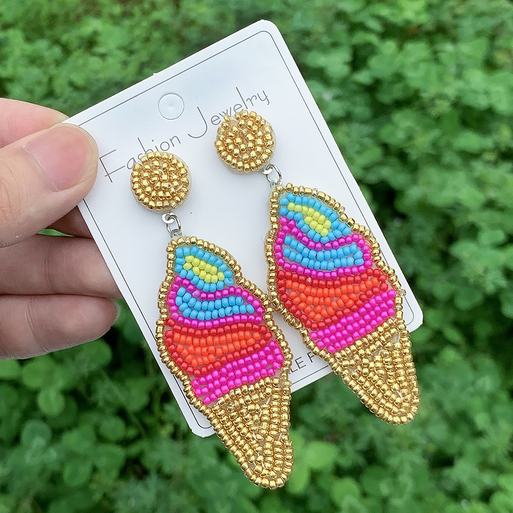 Women's Gender 1 Pair Bohemian Classic Style Rainbow Heart Shape Beaded Seed Bead Drop Earrings