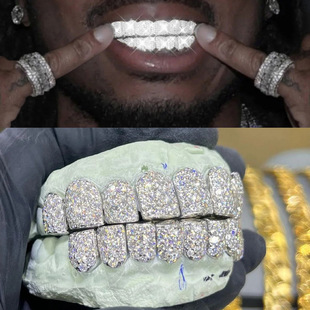 European and American Hip Hop Braces Real Gold Electroplated 10 Teeth Micro-inlaid Cross-border HIPHOP Braces Halloween Hip Hop Jewelry