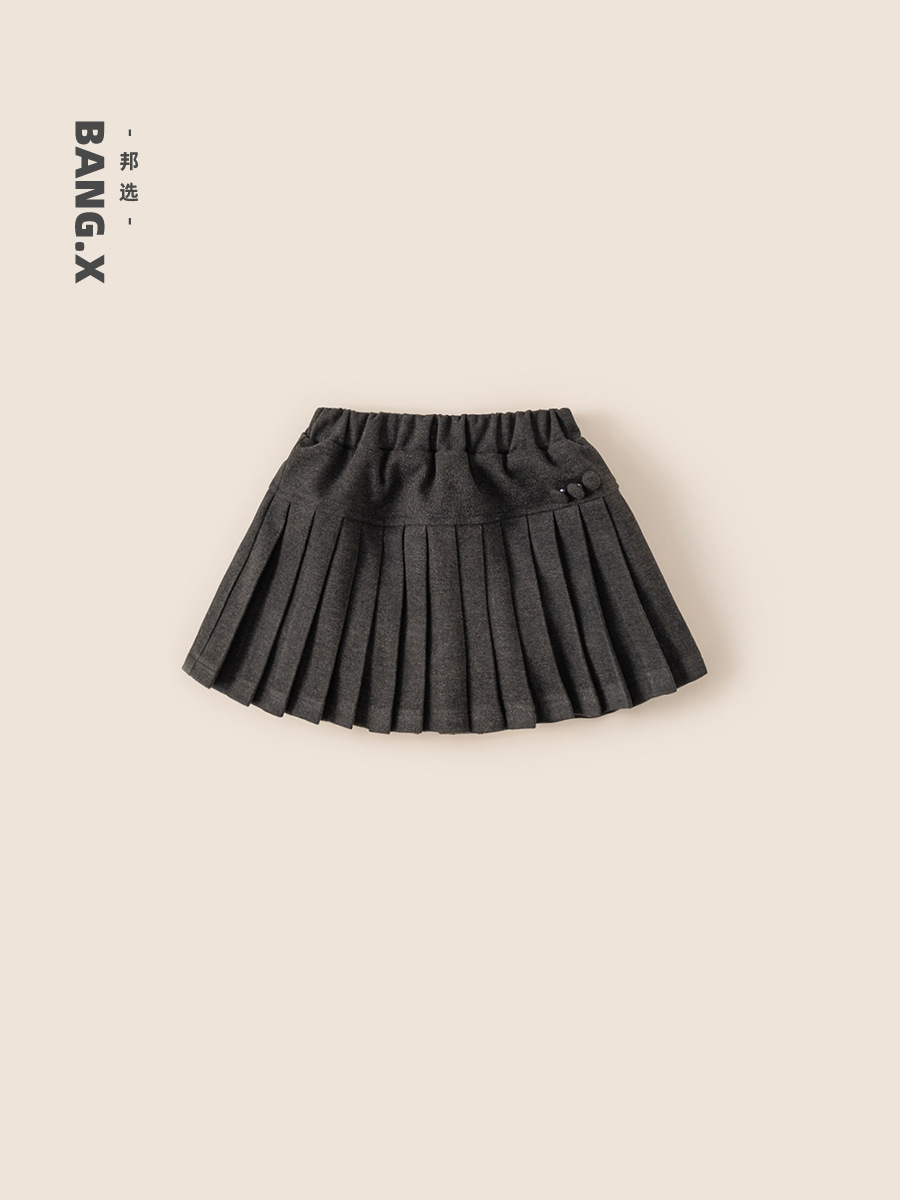 Yubao niños otoño invierno nuevo vestido de busto niñas vestido corto de color sólido, niñas estilo universitario botón de cierre