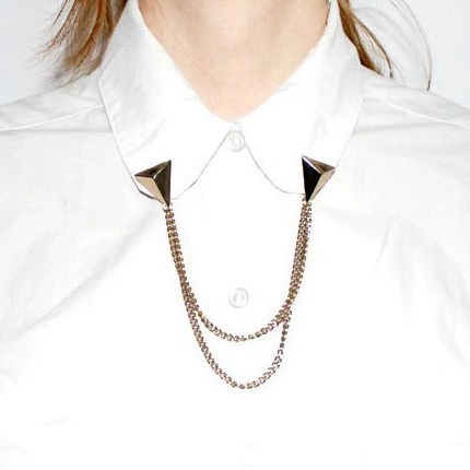 Европейская и американская мода треугольник панк брошь и воротник цепи ожерелье воротник