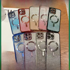 Flash Powder TPU Applicable Apple 15 Electroplated Magnetic Absorption iPhone 13/14 PROMAX Gradient Wireless Charging Phone Case Soft