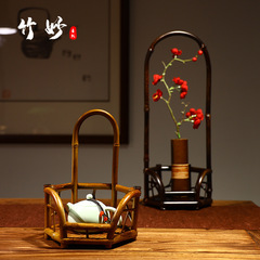 P616中式茶室禪紫竹涼爐架泥爐架炭爐底座涼爐台復古花架插花台茶