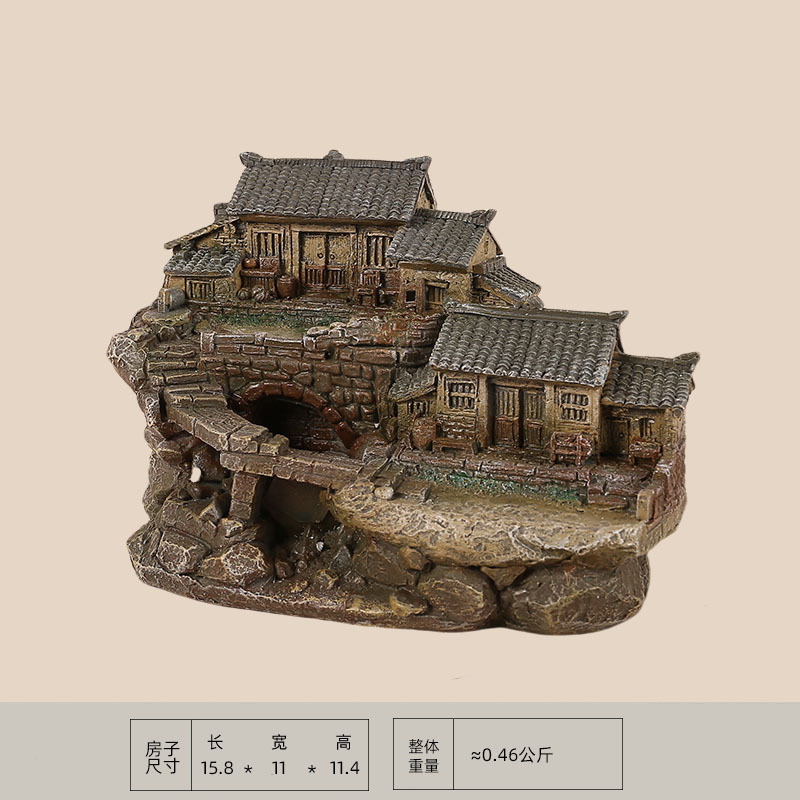 田园迷你小房子树脂摆件桌面茶几车载装饰花盆盆栽造景装饰小礼物|undefined