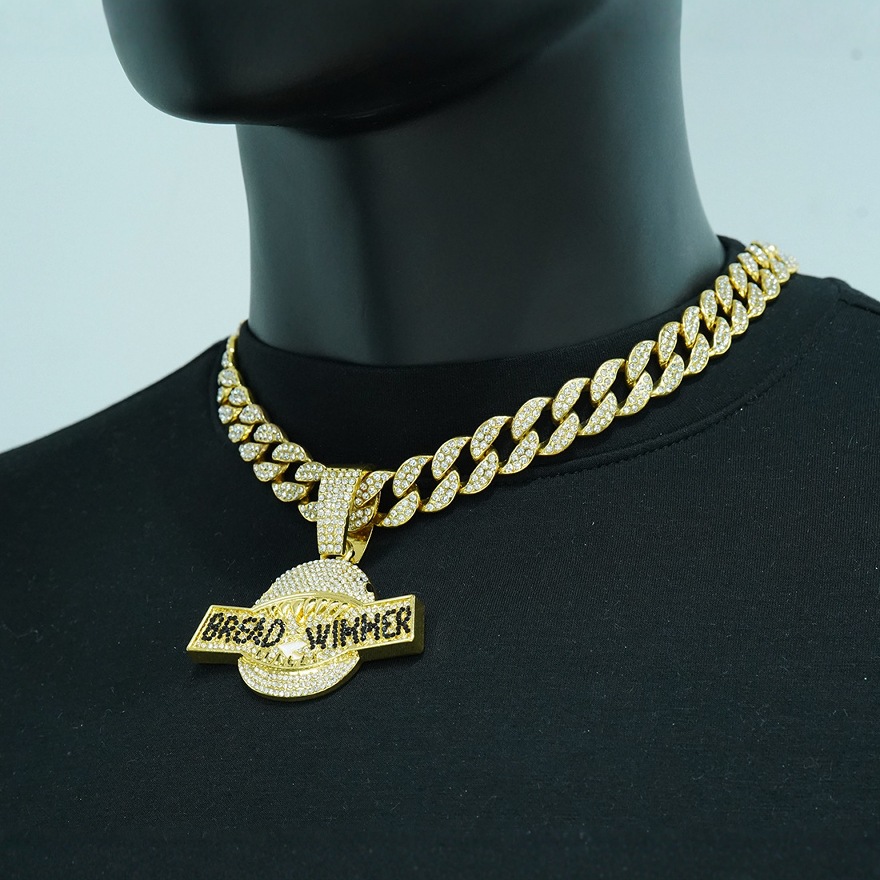 Colgante de oro con cadena cubana de 18inch