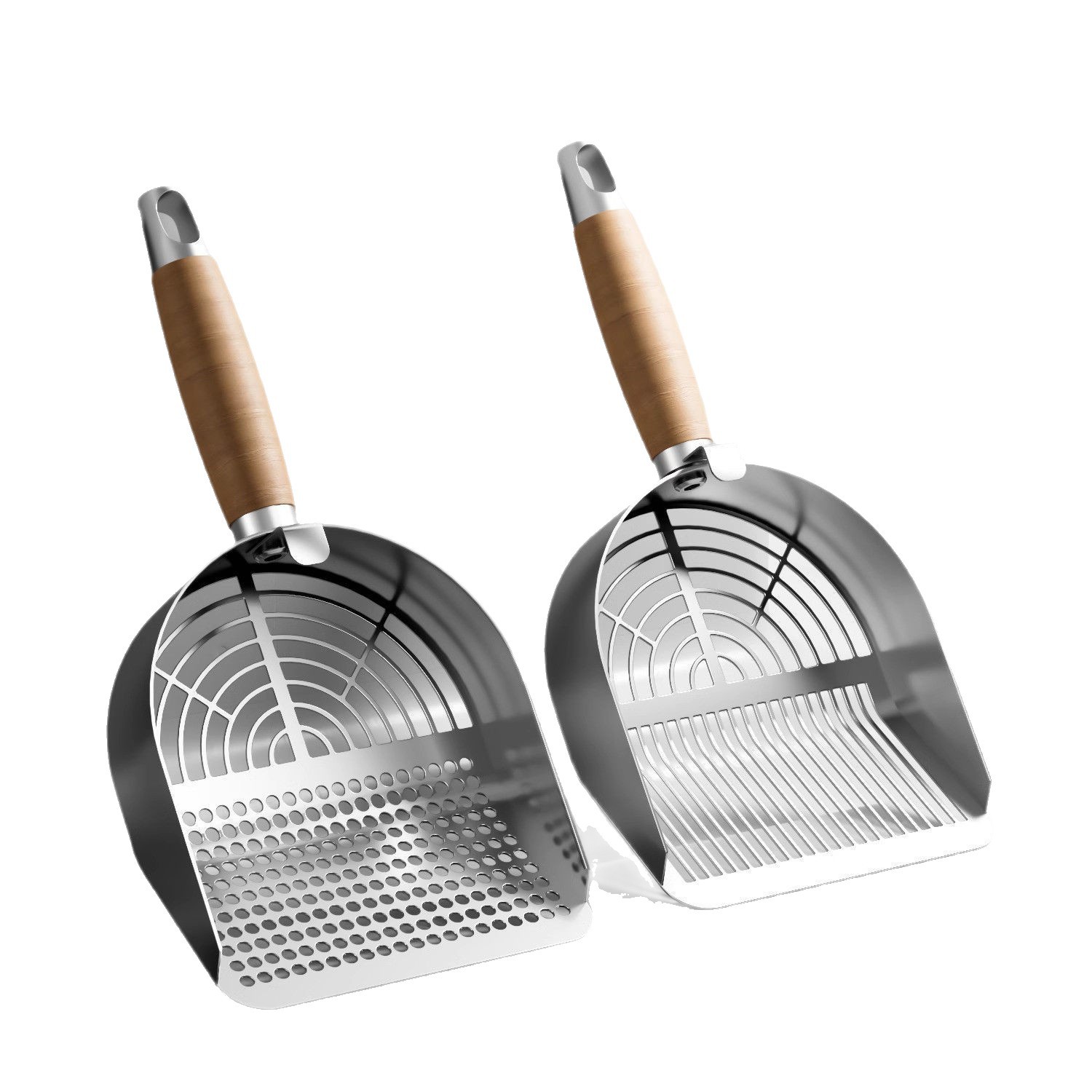 Pelle à litière pour chat en acier inoxydable antirouille, grande taille, 2 en 1, à mailles fines et grossières, spécialement conçue pour les chats._voghion.com