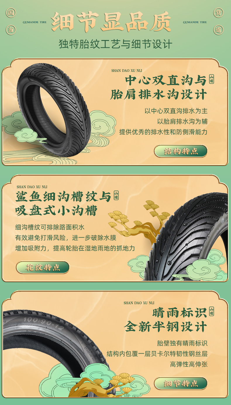Suitable for Gumande Semi-Hot-Melt Electric Vehicle Motorcycle Tires Others 0inch Others 2inch Vacuum Anti-Skid Mountain Road