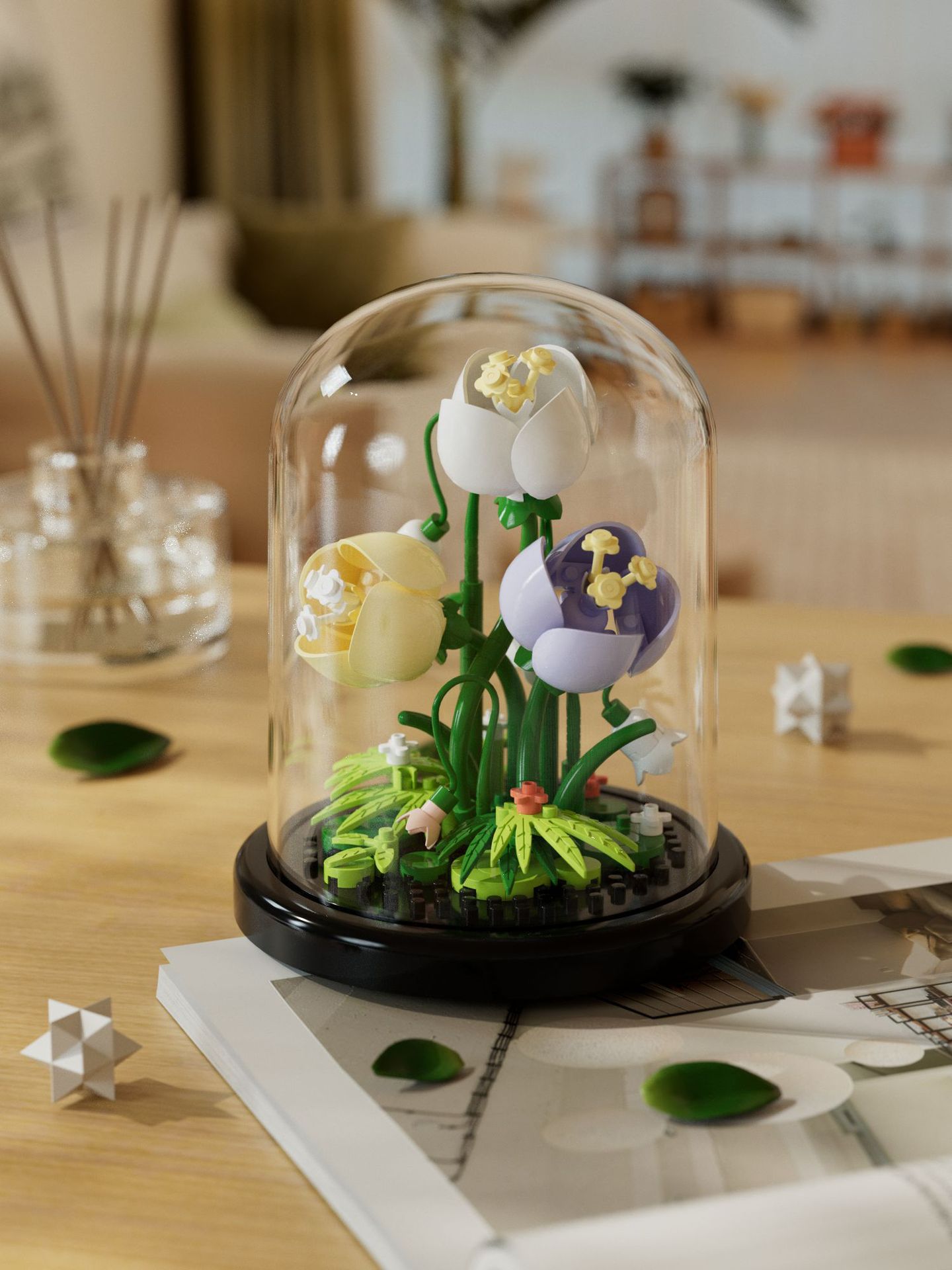 Compatible con la red alta cactus plantas suculentas escritorio decoración creativa para niños niñas ensamblaje juguetes bloques de construcción