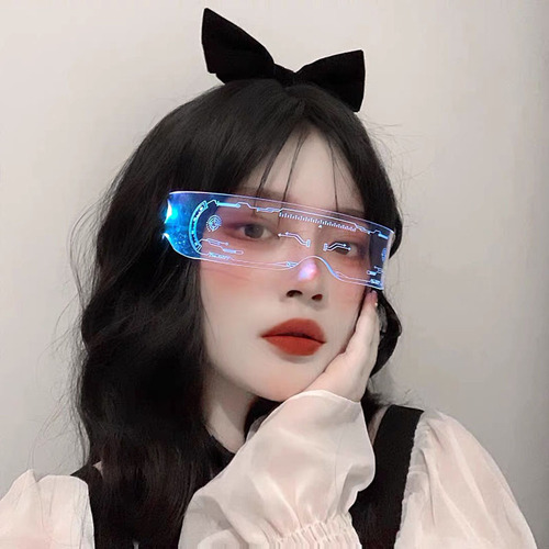 New  Cyberpunk Style Glowing Glasses Cosplay Glasses with Colorful LED Lights Hot Selling in Bars