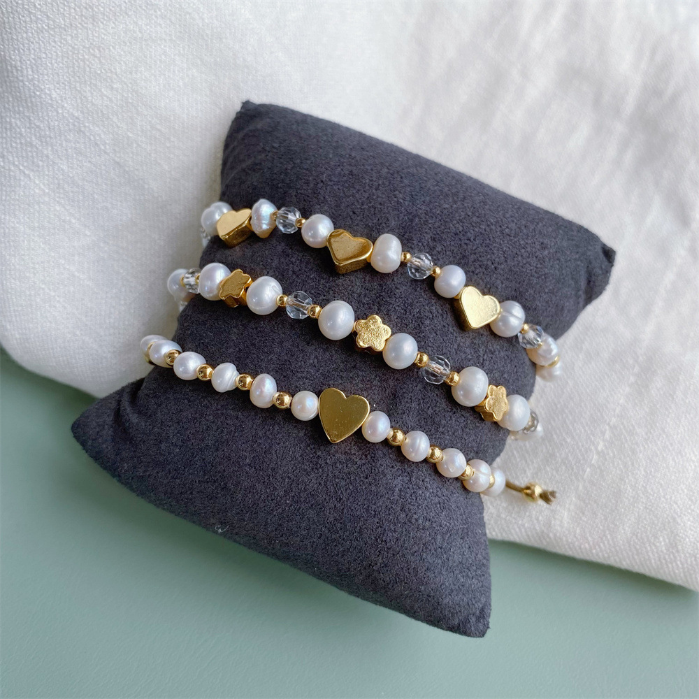 1 Piece Fashion Heart Shape Freshwater Pearl Handmade Bracelets display picture 3