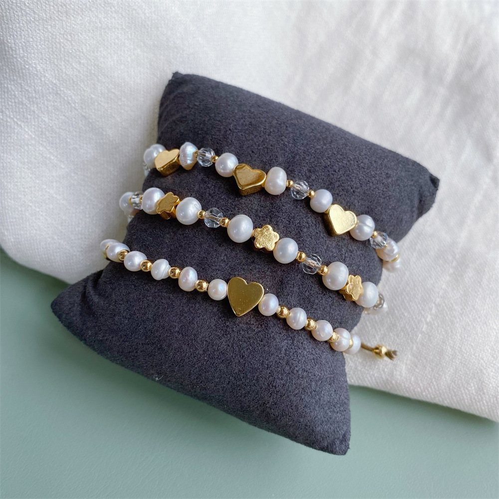 Daily Occasion 1 Piece Fashion Heart Shape Freshwater Pearl Handmade Bracelets