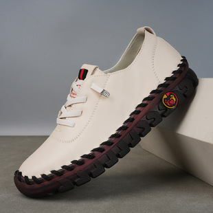 Cross-border foreign trade 2023 handmade stitching Microfiber leather mom shoes casual shoes wear-resistant flat shoes 44 plus size women's shoes