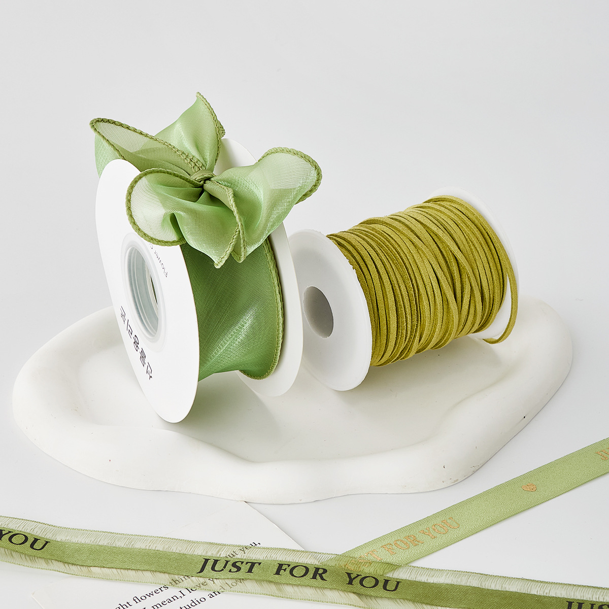 Matcha cinta verde cinta DIY cinta de color Menta Man-Wa cinta de jazmín mano trenzada bolsa de pelo ramo de flores cinta de tela