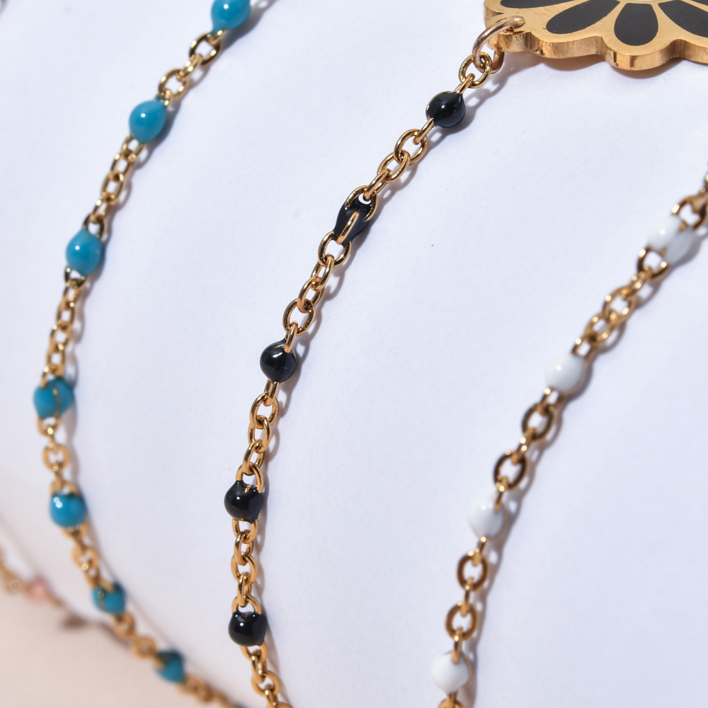 Daily Occasion Stainless Steel Material Sweet Daisy Stainless Steel Enamel Plating Bracelets