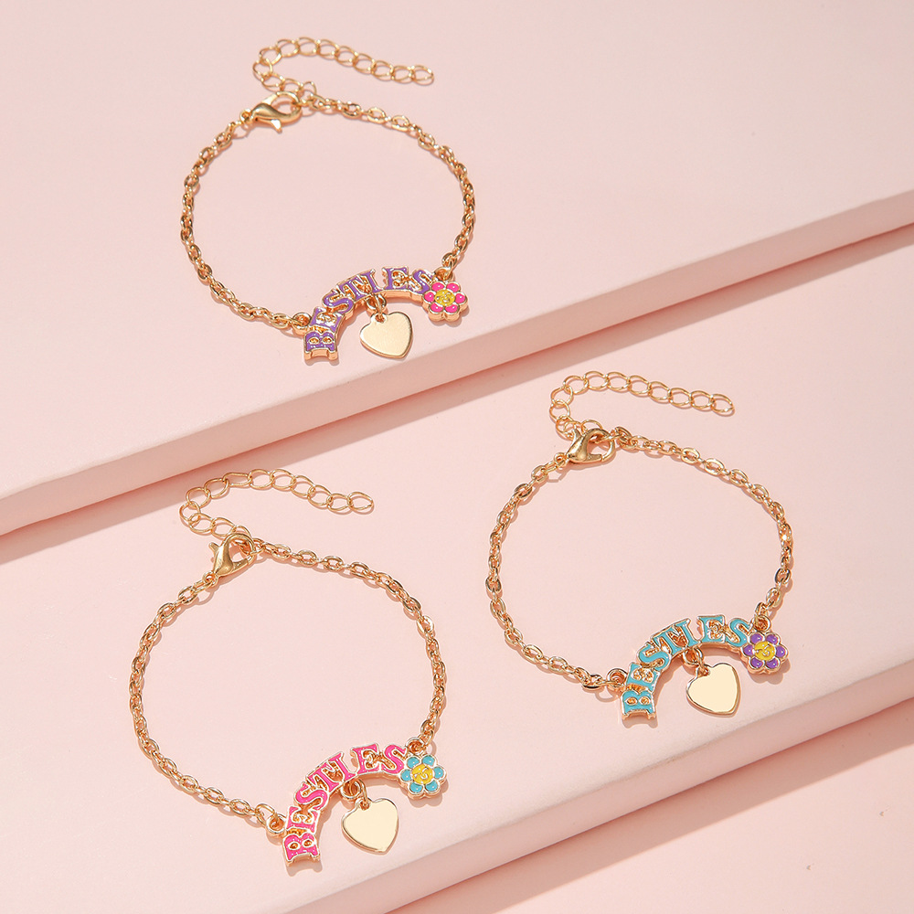 Cute Flower Alloy Plating Kidu0027S Bracelets 3 Piece Set