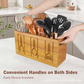 跨境木质筷子分隔筒多用餐厅酒店饭店刀叉收纳筒厨房餐具收纳盒