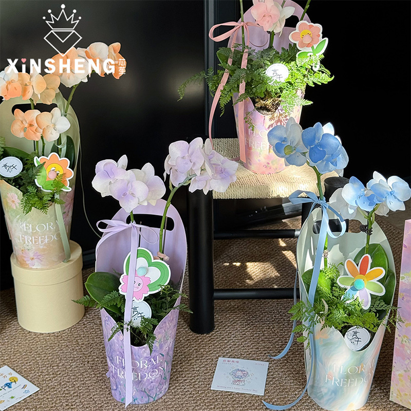 芯苼 馥郁油画圆形手提鲜花束插花盒花店花艺手工diy礼物包装资材|undefined