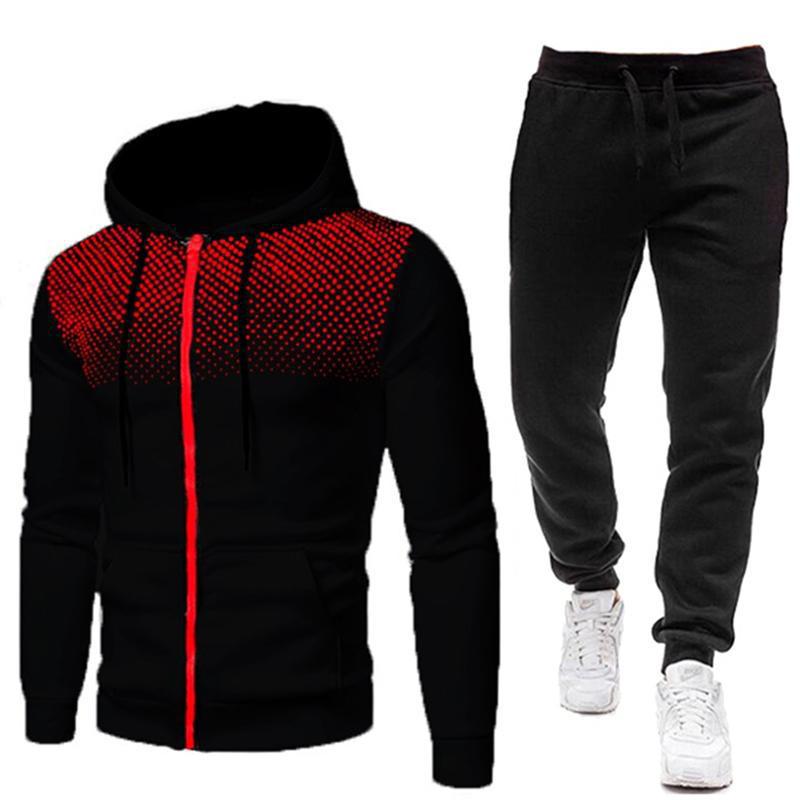 2022 nuevo traje de suéter de los hombres primavera y otoño cremallera casual traje deportivo de moda de los hombres traje de dos piezas