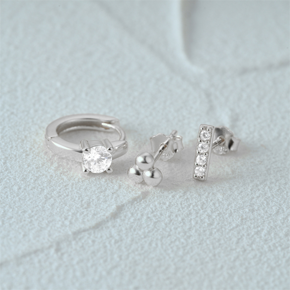 3g Weight Hoop Earrings, Ear Studs Classification 1 Set Quantity Daily Occasion 925 Sterling Silver Material Star, Butterfly Pattern Women's Gender Plating Design Simple Style Style 1 Set 925 Sterling Silver Star Butterfly Hoop Earrings Ear Studs 41