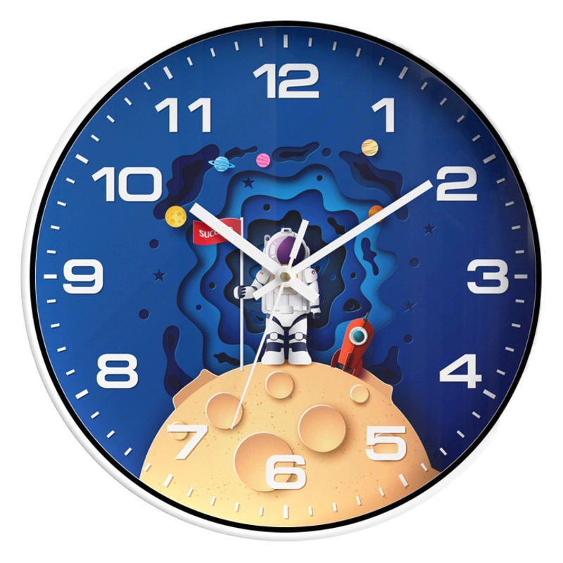 Детская комната настенные часы часы мультяшный астронавт тихие часы для спальни кварцевые часы дома настенные часы 30CM clock