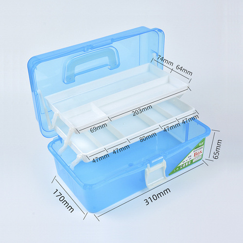 671 large three-layer portable art tool box plastic transparent manicure box calligraphy tool box paint storage box