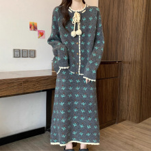 森系花朵刺绣开衫毛衣女2025秋冬新款宽松百搭针织半身裙两件套潮