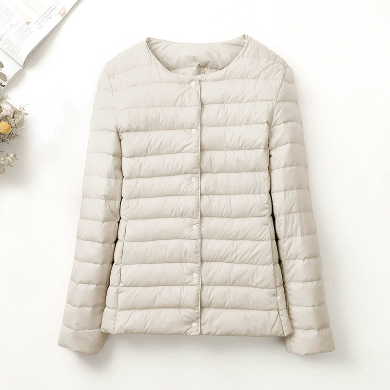 2024 новый женский круглый воротник теплый спортивный досуг ультратонкий пуховик куртка-пулемет пуховик