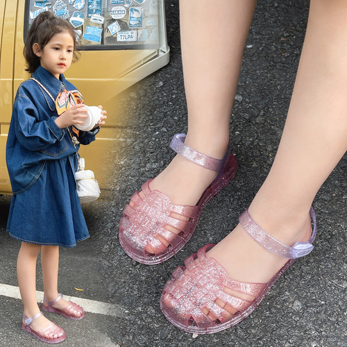 New children's sandals, crystal jelly princess shoes, baby hole shoes, girls 'Roman shoes, soft soles, beach shoes, summer