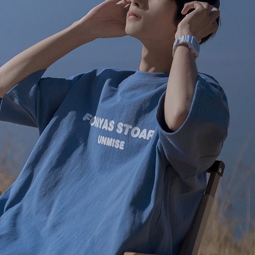 Cross-border Instagram short-sleeve t-shirt for men, Hong Kong-style printed round neck t-shirt, Hong Kong-style simple and versatile streetwear brand, five-point upper garment