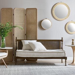 American Style Modern Simple Solid Wood Frame European Style Retro Creative Rattan Sofa Small Apartment Old Sofa