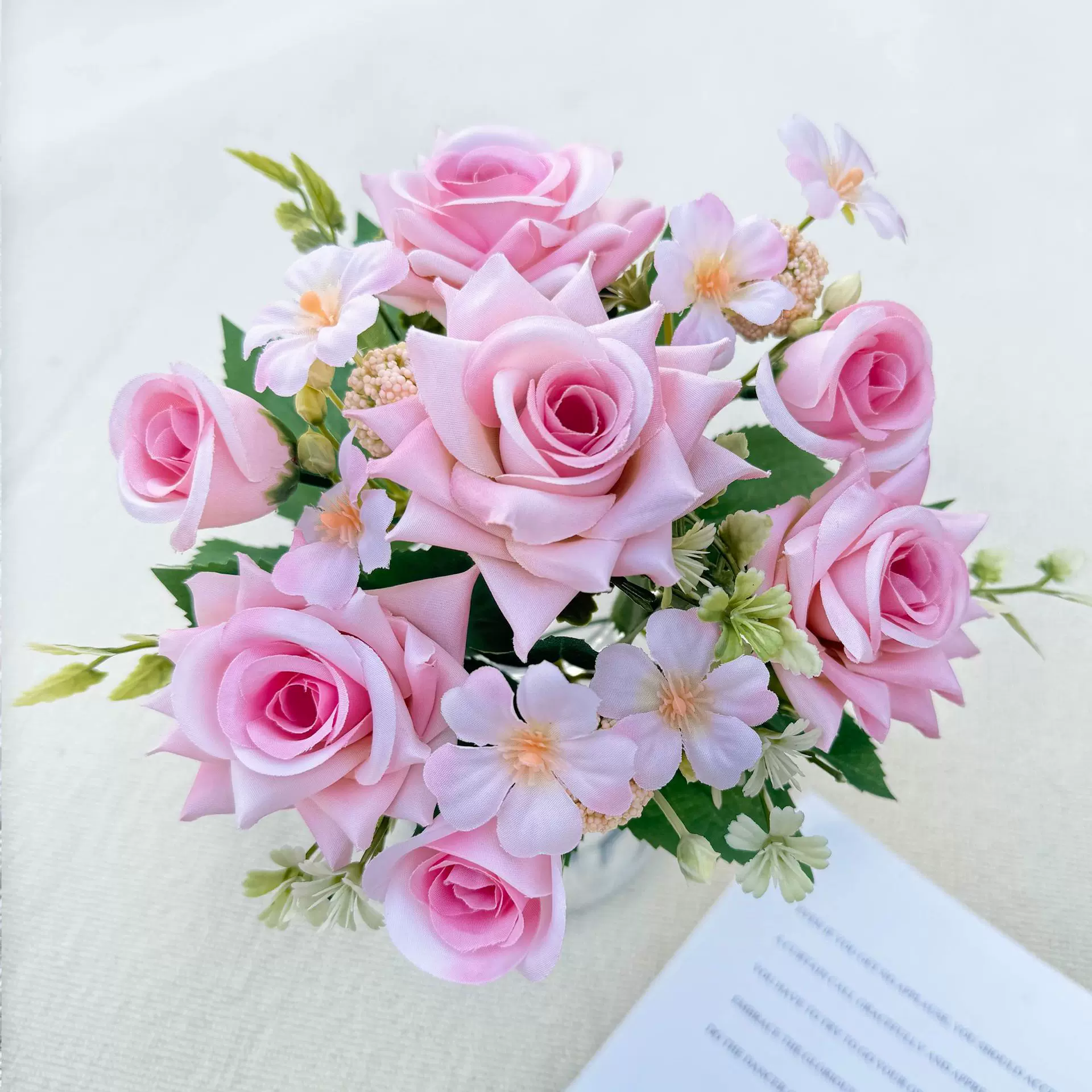 7叉玫瑰配花把束角玫田园家居软装饰假花仿真花商场造景布置绢花