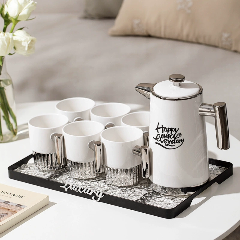 Керамический чайник для холодной воды, чашка для воды, бытовой набор, доступный роскошный чайный сервиз для послеобеденного чая, чашка, чайник для питьевой воды, чашка для гостеприимства в гостиной