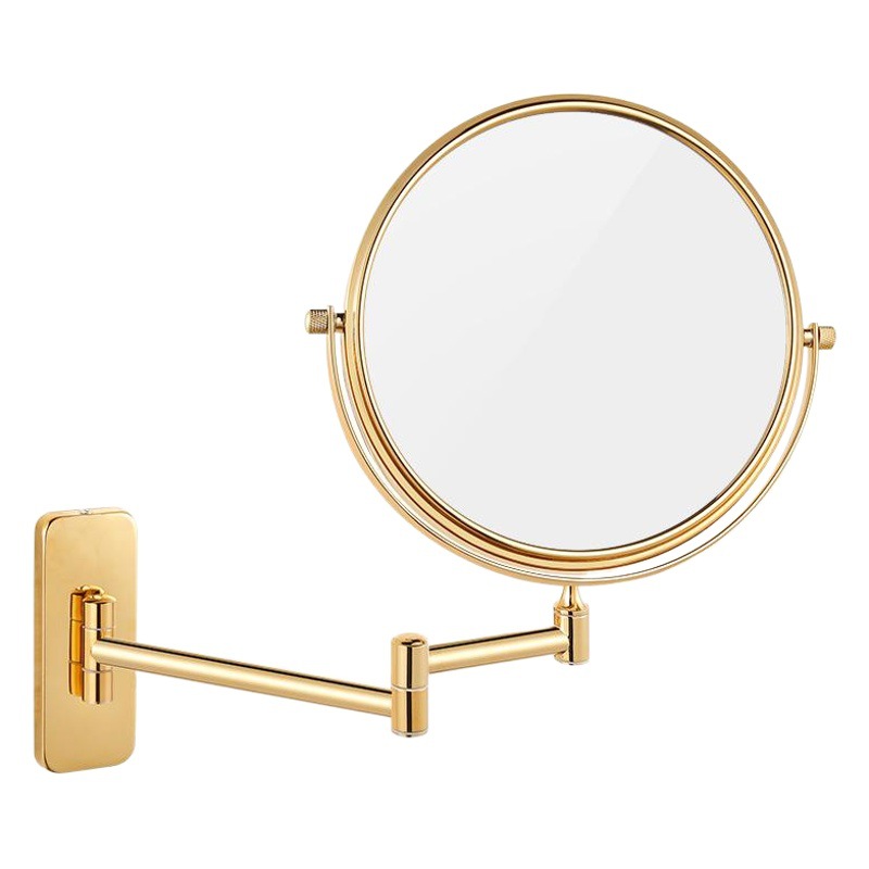 Espejo de maquillaje Espejo de doble cara montado en la pared Espejo de luz led de tres colores recargable USB Baño Espejo de tocador retráctil plegable para el hogar