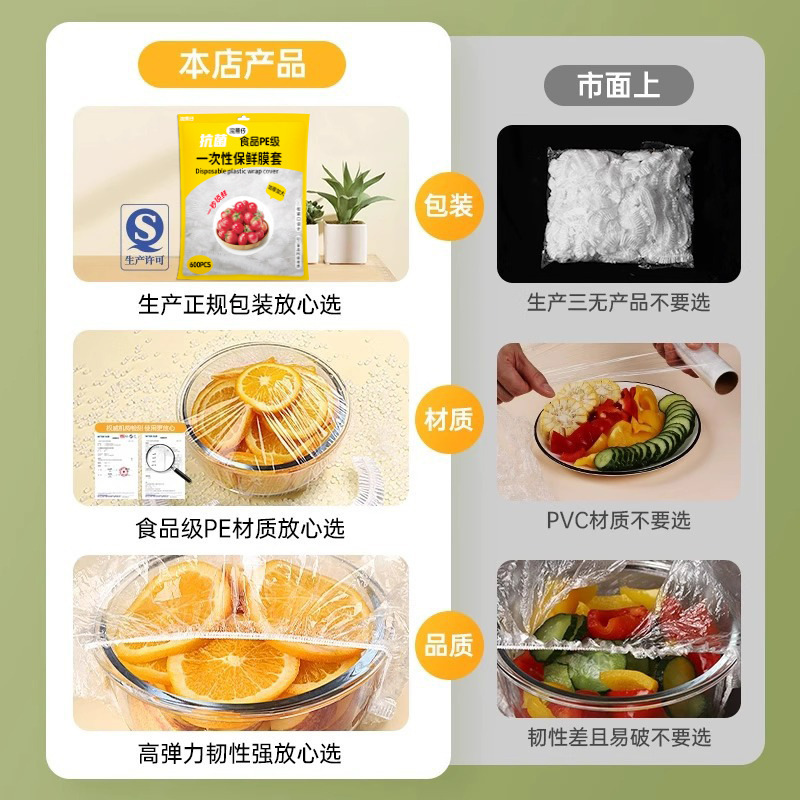 Fundas Elásticas para Alimentos de PE, Apto para Alimentos, Resistencia Térmica, para Hogar