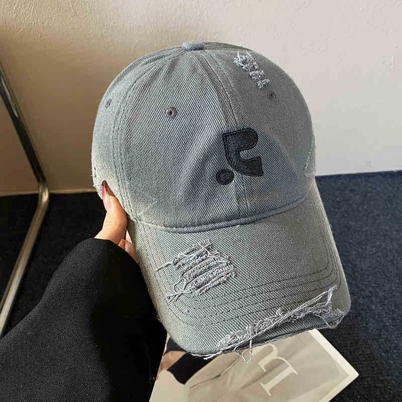 Retro hacer viejos agujeros gorra de béisbol boca de pato profundo alrededor de la cabeza de la mujer 2025 sombrero solar de primavera muestra cara pequeña