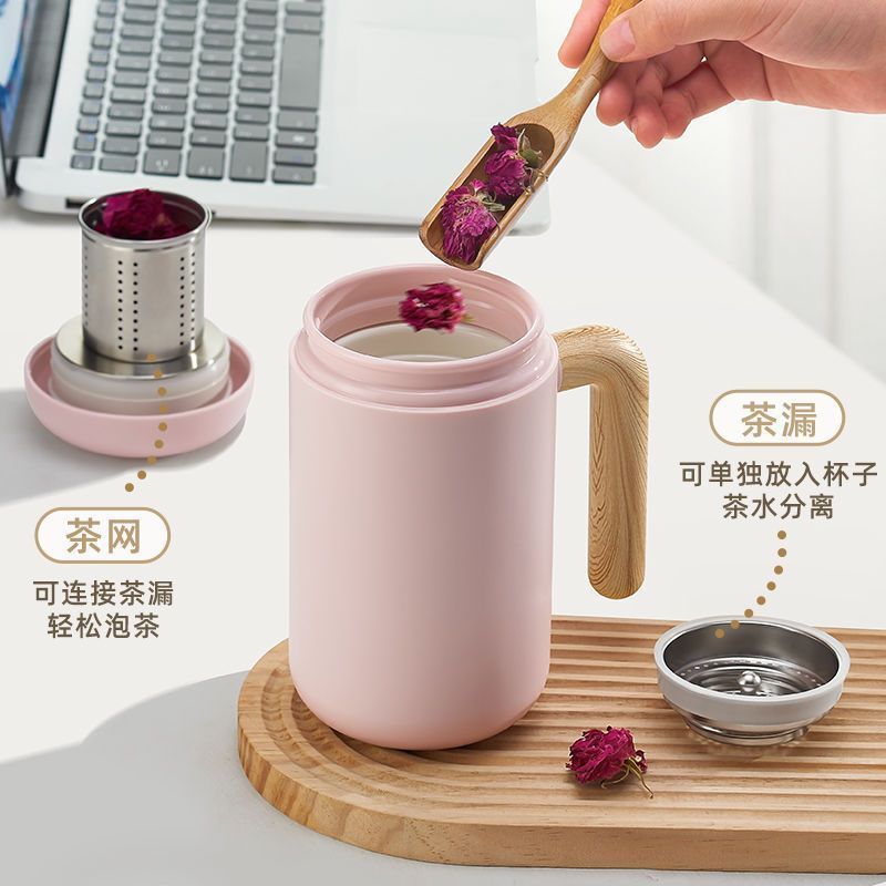 高颜值轻奢办公保温杯陶瓷内胆泡茶茶水分离316马克杯手柄杯 防摔|undefined